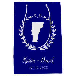 Sac Cadeau Moyen Carte Navy Blue Vermont Mariage Welcome Swag
