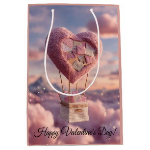 Sac Cadeau Moyen Carte postale à motif de ballon en forme de cœur a