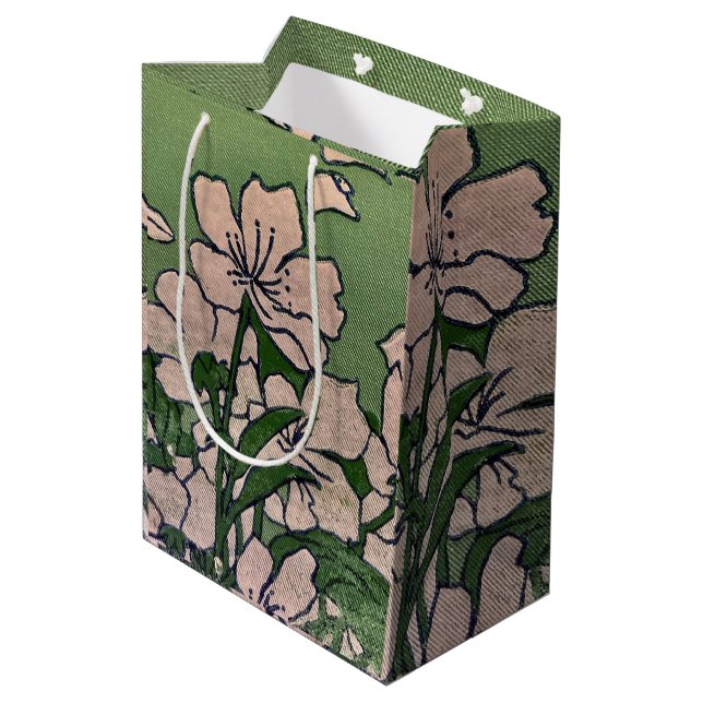 Sac Cadeau Moyen Cascade en fleurs roses (Dos Angle)