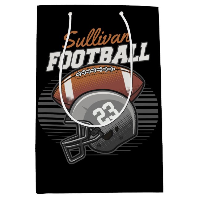 Sac Cadeau Moyen Casque de footballeur personnalisé avec le numéro  (Devant)