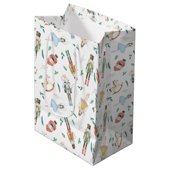 Sac Cadeau Moyen Casse-Noisette Aquarelle (Devant Angle)