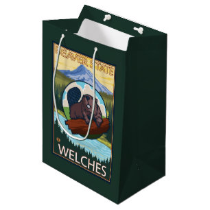 Sac Cadeau Moyen Castor et capot de Mt. - Welches, Orégon