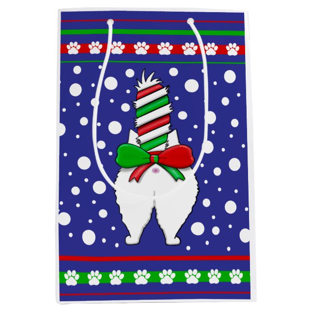 Sac Cadeau Moyen Cat Butt Christmas Green (Devant)