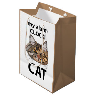Sac Cadeau Moyen Cat Face Mon Alarme Horloge Tablette Cat