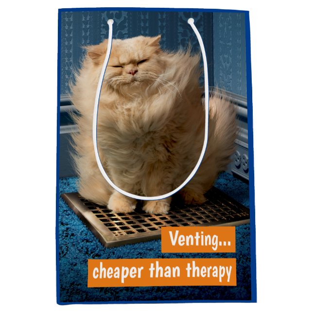 Sac Cadeau Moyen Cat sur Gris (Devant)