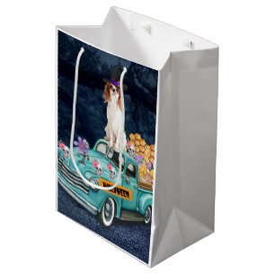 Sac Cadeau Moyen Cavalier King Chien Halloween Camion Nuit Effrayan