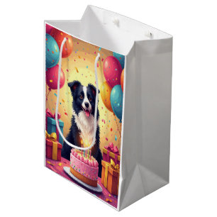 Sac Cadeau Moyen Célébration d'anniversaire de Border Collie