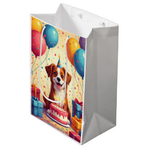 Sac Cadeau Moyen Célébration d'anniversaire de Chien de Caroline