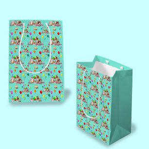 Sac Cadeau Moyen Célébration d'anniversaire de chiens mignons, moti