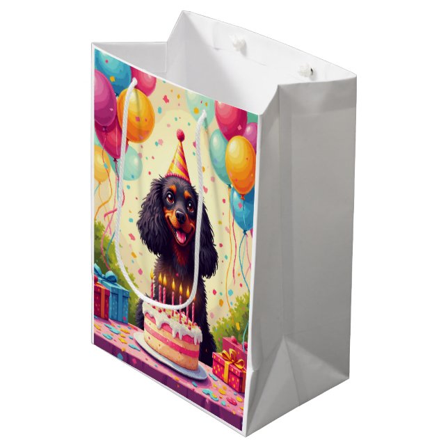 Sac Cadeau Moyen Célébration d'anniversaire de Cocker Spaniel (Devant Angle)