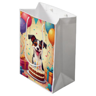 Sac Cadeau Moyen Célébration d'anniversaire de Jack Russell Terrier