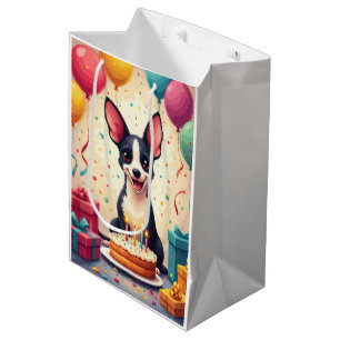 Sac Cadeau Moyen Célébration d'anniversaire de Rat Terrier