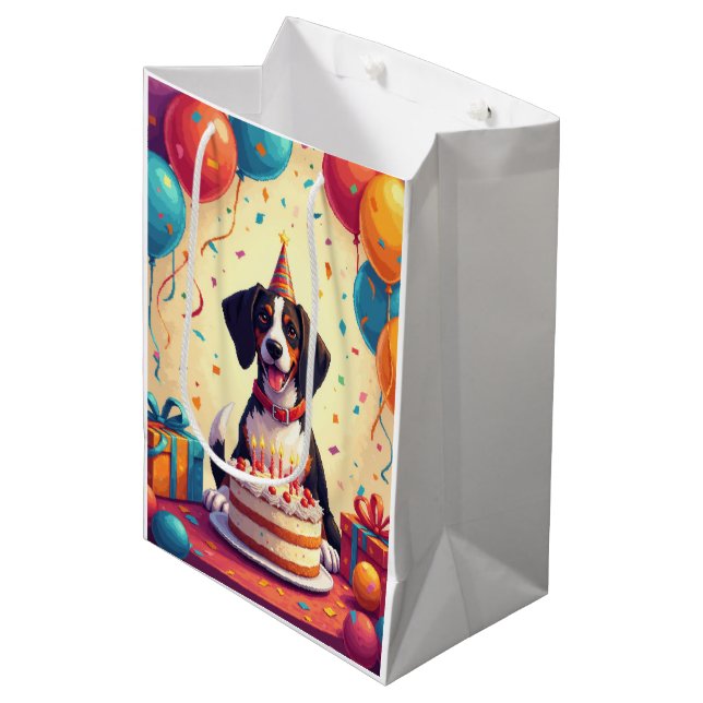 Sac Cadeau Moyen Célébration d'anniversaire de Treeing Walker Coonh (Devant Angle)