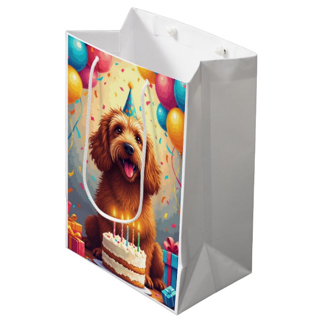 Sac Cadeau Moyen Célébration d'anniversaire d'Otterhound (Devant Angle)