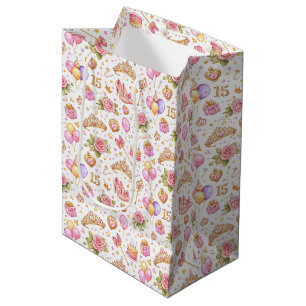 Sac Cadeau Moyen Célébration de Quinceañera – Aquarelle élégante
