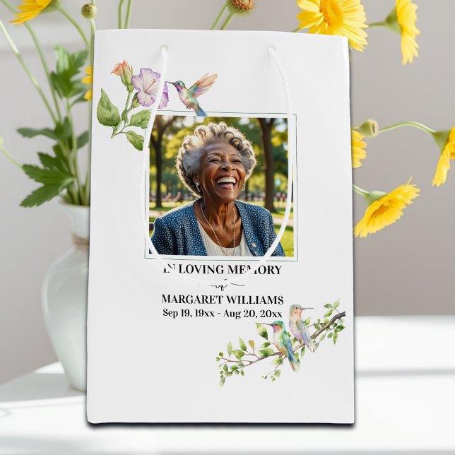 Sac Cadeau Moyen Celebration Of Life Hummingbirds Floral Keepsake (Créateur téléchargé)