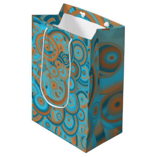 Sac Cadeau Moyen Cercle Concentré Dégradé Orange Rust Turquoise
