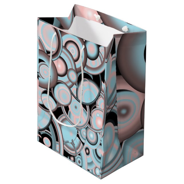 Sac Cadeau Moyen Cercle Concentré noir bleu Mocha rose (Devant Angle)