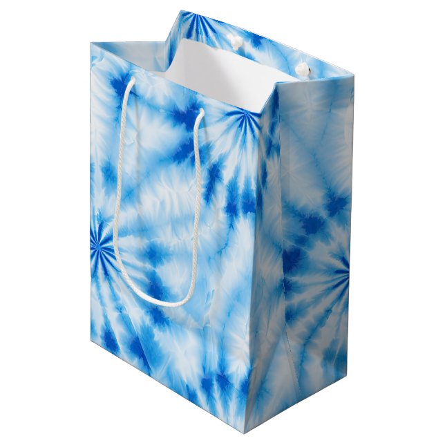 Sac Cadeau Moyen Cercles bleus Teint (Devant Angle)