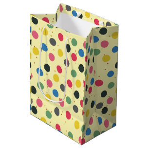 Sac Cadeau Moyen Cercles colorés de Noël Pois d'or