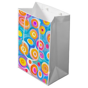 Sac Cadeau Moyen Cercles d'art Abstraits colorés et amusants