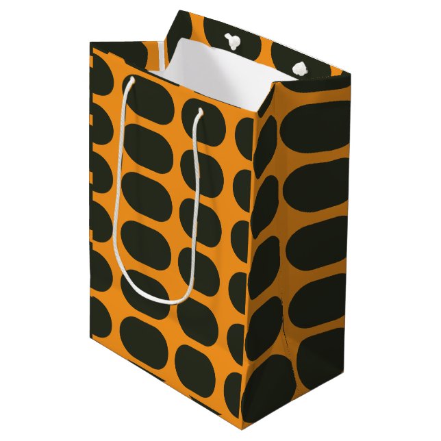 Sac Cadeau Moyen Cercles noirs orange (Devant Angle)
