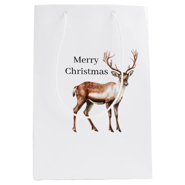 Sac Cadeau Moyen Cerf Elk Noël (Devant)