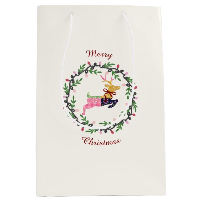 Sac cadeau moyen Cerf Joyeux Noël (Devant)