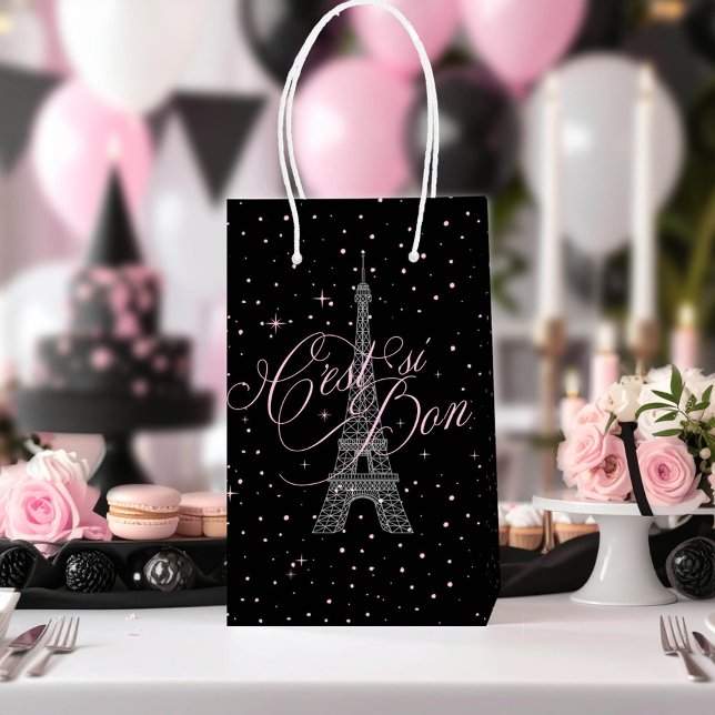 Sac Cadeau Moyen C'est si Bon Parisian Sweet 16 Rose Black ID1162 (Créateur téléchargé)