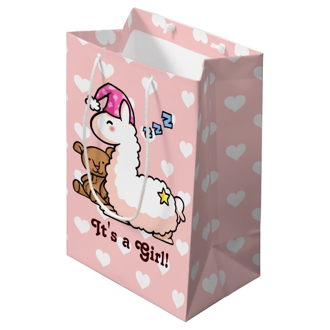 Sac Cadeau Moyen C'est un lama de fille ! (Devant Angle)