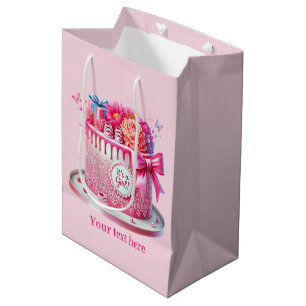 Sac Cadeau Moyen C'est une fille personnalisable filles baby shower