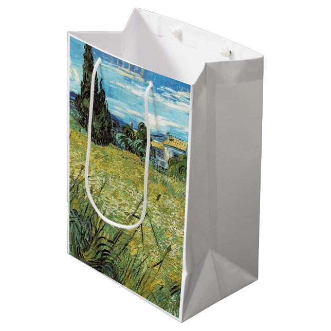 Sac Cadeau Moyen Champ de blé vert Vincent van Gogh (Devant Angle)