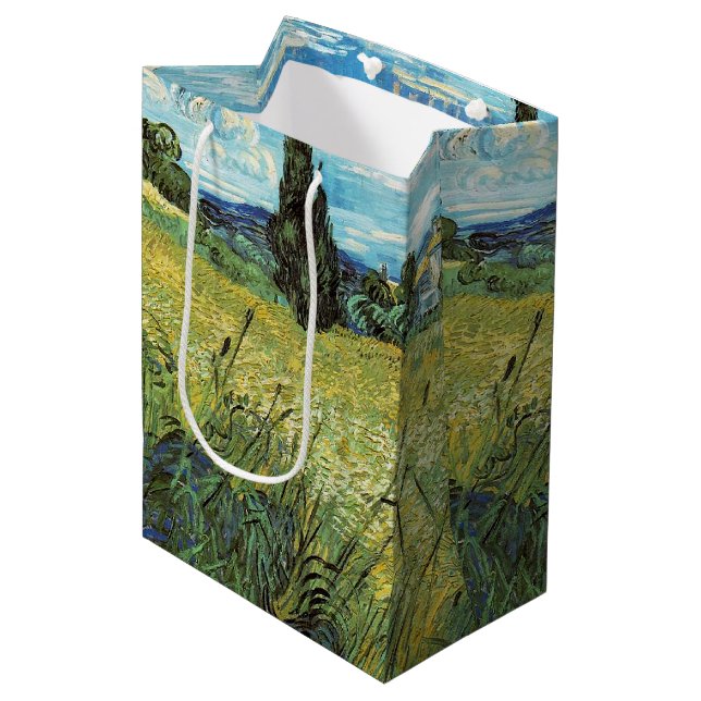 Sac Cadeau Moyen Champ de blé vert Vincent van Gogh (Devant Angle)