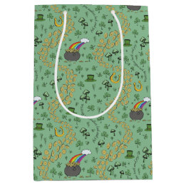 Sac Cadeau Moyen Chance verte branchée & Joy Jour de la Saint Patri