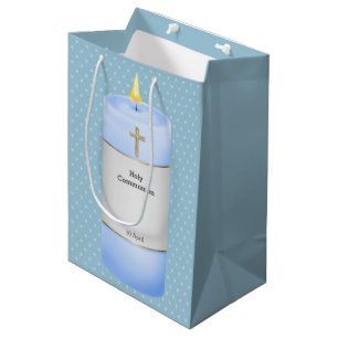 Sac Cadeau Moyen Chandelles Christening garçon * choisir la couleur