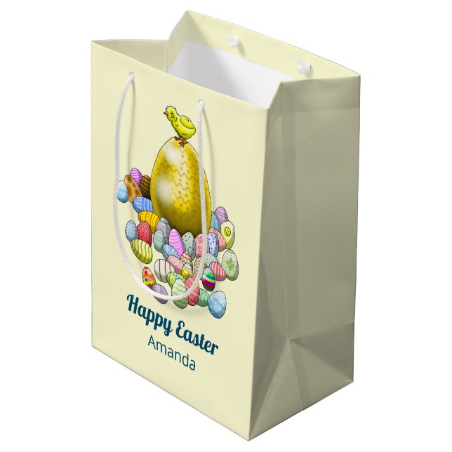 Sac Cadeau Moyen Chasse aux œufs de Pâques joyeuse (Dos Angle)