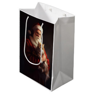 Sac Cadeau Moyen Chat angora turc Père Noël Festif Noël 