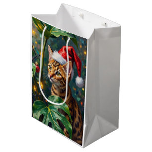 Sac Cadeau Moyen Chat bengali exotique Art de jungle Noël Jouet