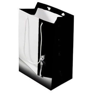 Sac Cadeau Moyen Chat Blanc Dans L'Ombre Noire