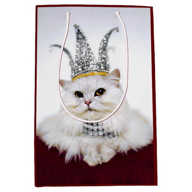 Sac Cadeau Moyen Chat dans une couronne (Devant)