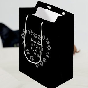 Sac Cadeau Moyen Chat Empreinte de patte Coeur animal Anniversaire