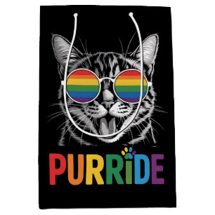 Sac Cadeau Moyen Chat Fierté Gay Lesbienne Arc-en-ciel LGBTQ Allié