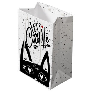 Sac Cadeau Moyen Chat scandinave Laisser câliner l'amour noir et bl