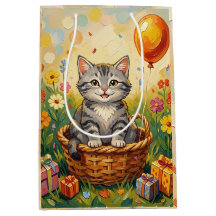 Chat tigré & Fleurs | Joyeux Anniversaire Fille