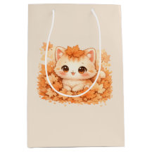 Chaton Kawaii de Feuille d'Automne – Chat d'Automn