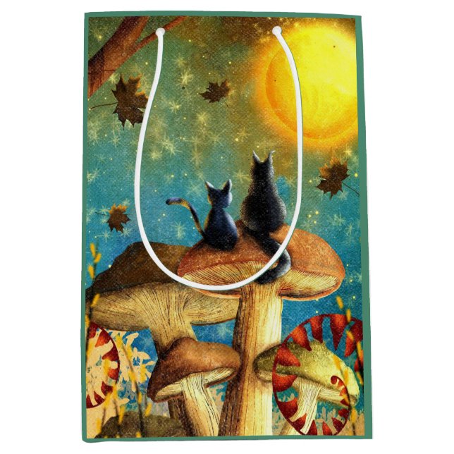 Sac Cadeau Moyen Chats de champignons (Devant)