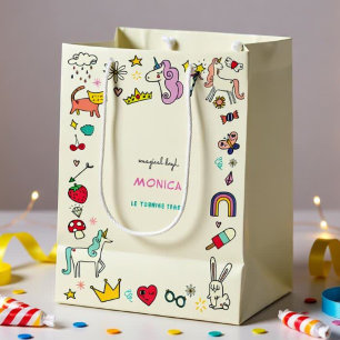 Sac Cadeau Moyen Chats de jour magique lapins licornes anniversaire