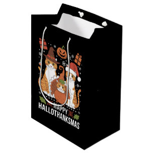 Sac Cadeau Moyen Chats Joyeux Hallothanksmas Halloween Noël