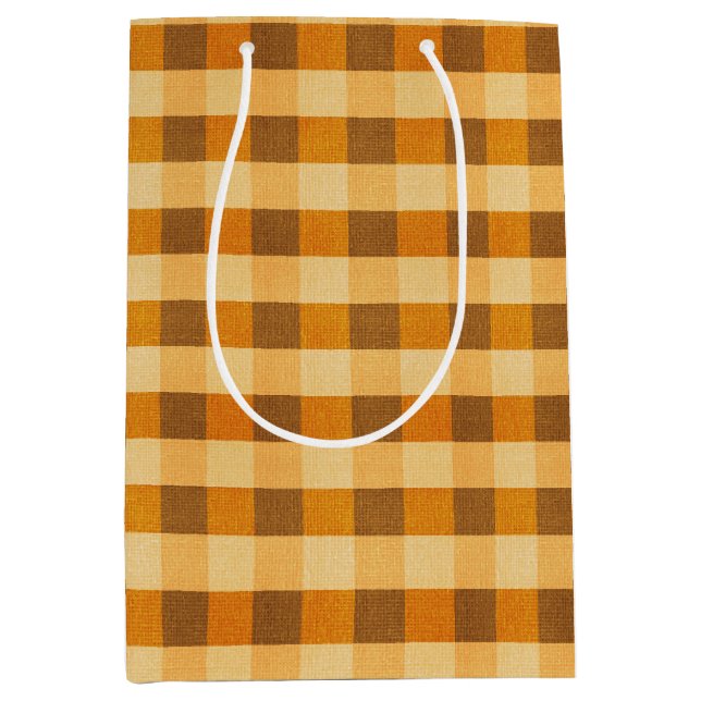 Sac Cadeau Moyen Chaud Plaid Automne (Devant)