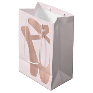 Sac Cadeau Moyen Chaussons de ballet roses en or rose pour soirée